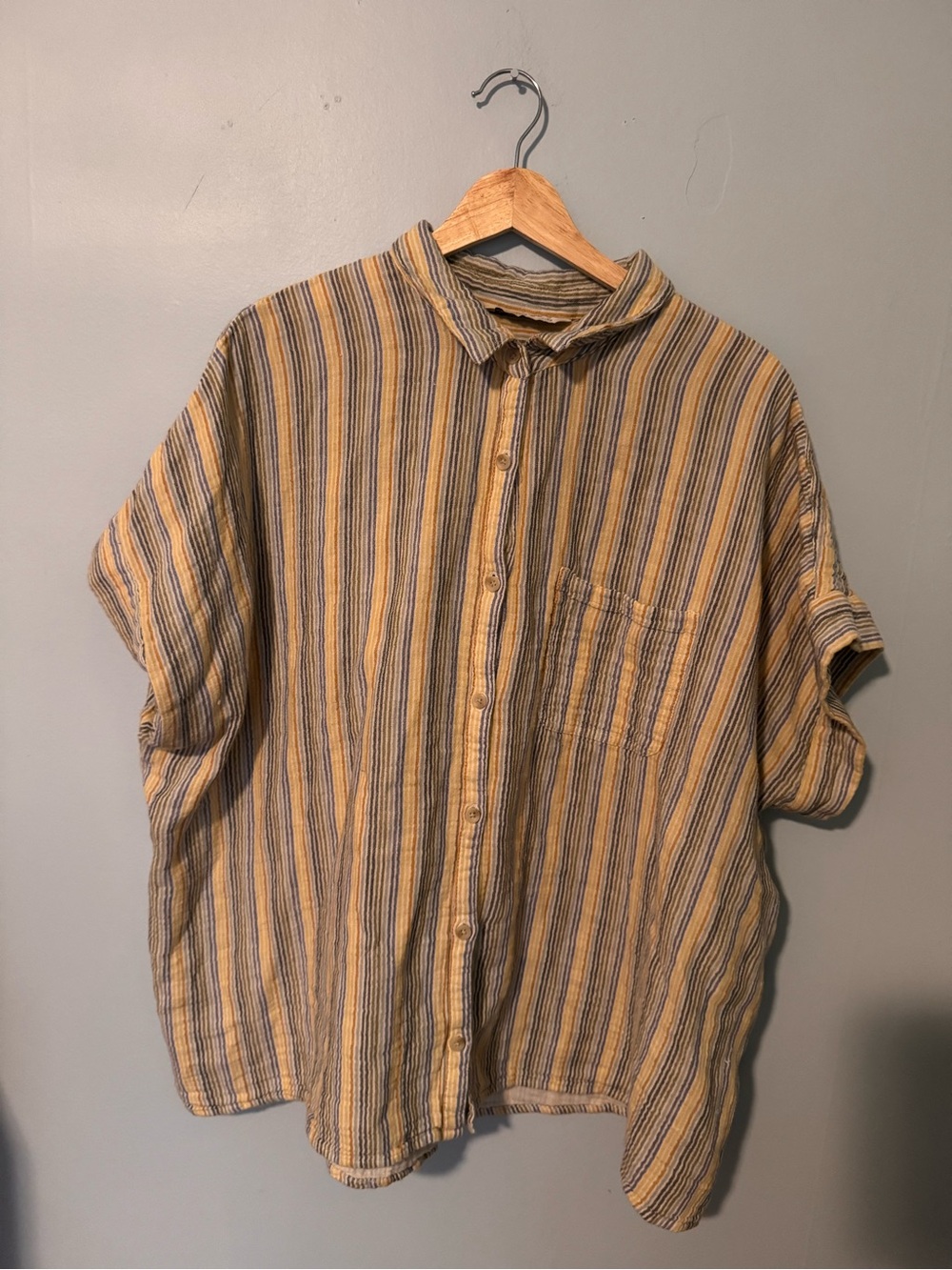 Sonoma Striped Button-Down Shirt in Yellow and Blue